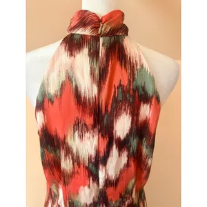 Banana Republic Halter Midi Dress Womens 6 Orange‎ Green New Abstract Ikat Print thumbnail 15