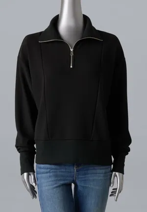 Simply Vera Vera Wang Sweater Size L Black Long Sleeve Half-Zip Pullover Women's thumbnail 1