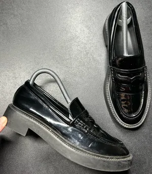 Zara Size 37/6.5–7 Black Patent Leather Chunky Heel 90s Y2K Penny Loafers thumbnail 1