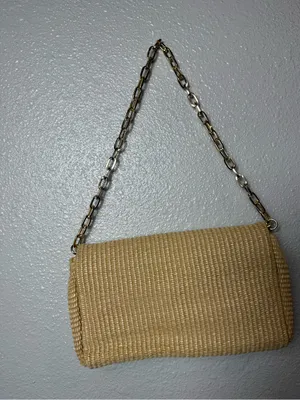 NWOT Shiraleah Raffaella Pearl Shoulder Crossbody‎ Bag Natural Woven Straw Chain thumbnail 4