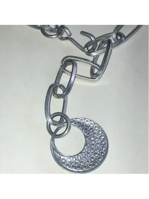 Silver Tone Link Chain Belt with Textured Disc Pendant thumbnail 5