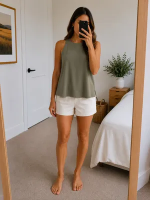 Banana Republic XS Petite Olive Green Halter Neck Blouse Sleeveless A-Line Top thumbnail 2