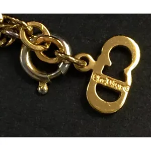 Christian Dior CD logo gold and crystal necklace thumbnail 3