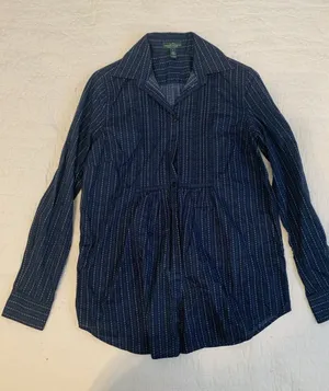 Lauren Ralph Lauren blouse, size S, full button-down, navy blue Cotton thumbnail 1