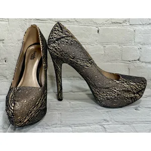 Charlotte Russe Gold Sparkle Fishnet Heels  thumbnail 8