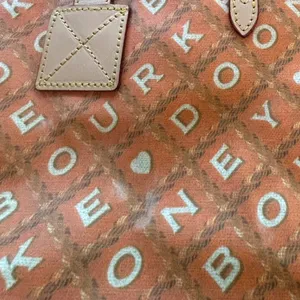 Dooney & Bourke Large Tote Bag Purse Tangerine Canvas Leather Designer‎ Monogram thumbnail 11