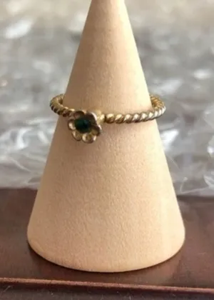 Vintage Green Rhinestone Ring Size 2.5 thumbnail 1