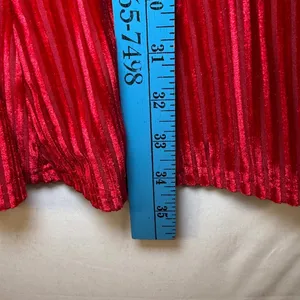 Red Pleated Velvet Mini Dress Square‎ Neck Lantern Sleeve Holiday Boho Party L thumbnail 9
