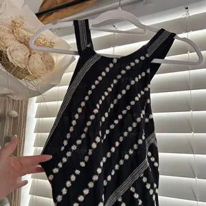 Free People Black Embroidered Criss Cross Open Back Mini Dress Small boho thumbnail 3