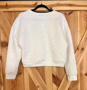 Paper Crane Womens L Comfort Quilted Cropped Sweatshirt Pullover Boxy Lounge thumbnail 1