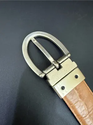 LRL LAUREN Ralph Lauren Brown/Beige Croc Leather Twist & Flip Reversible Belt 30 thumbnail 8