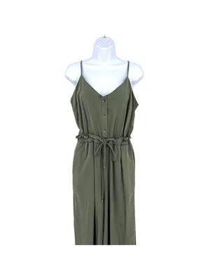 Splendid Minimalist Utility Safari Button-Front Jumpsuit Olive Green Size Medium thumbnail 2