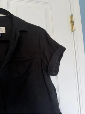 Universal Threads Black Linen Blend Short Sleeve Button Down Size Extra Small thumbnail 2