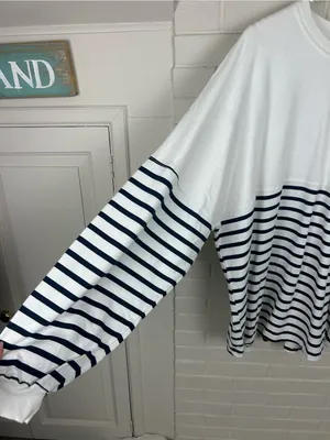 Spirit Jersey “Nauti Girl” Striped Nautical Long Sleeve Top Size XXL thumbnail 8
