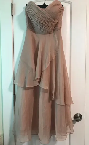 ASOS NWT DESIGN Bridesmaid bandeau midi dress with soft layered skirt thumbnail 4
