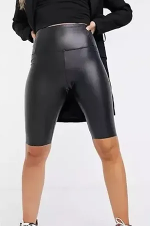 ALLSAINTS Cora Cycling Shorts Leather Raw Hem Sz 0‎ thumbnail 1