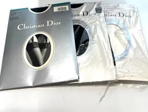Set of 3 New Vintage Christian Dior hosiery sheer lace thigh-high Black tall 10 thumbnail 1