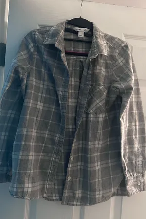 Old Navy Gray Plaid Button-Up Shirt thumbnail 1