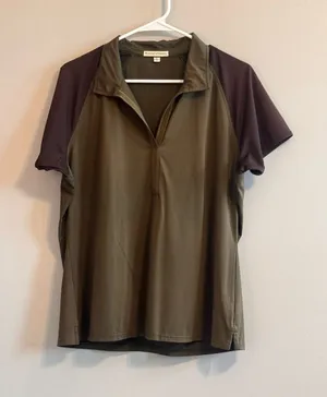 Fairway & Greene Women's XL Olive Colorblock‎ Golf Polo Performance shirt thumbnail 1