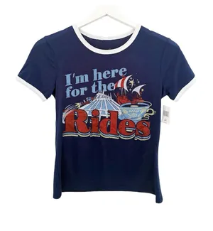 NWT Disney Parks I'm Here for the Rides Women's T-Shirt Graphic Size XS thumbnail 1