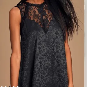 NWT Lulus Evidently in Love Black Floral Embossed Satin Swing Dress MEDIUM‎ thumbnail 3