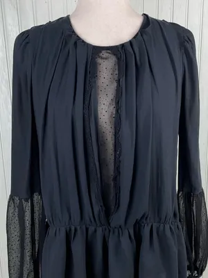 Free People Soul Serene Top Black Size XS Sheer Contrast Whimsigoth Boho Witchy thumbnail 7