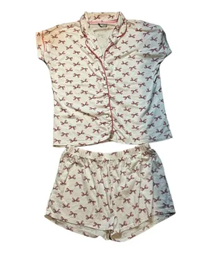 Hypnotic Women's Pink Bow Print Pajama Set Size L thumbnail 1