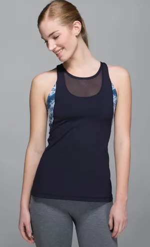 Lululemon Mesh With Me Tank Naval Blue Sea Side Silver Fox Alberta Lake Size 4 thumbnail 1