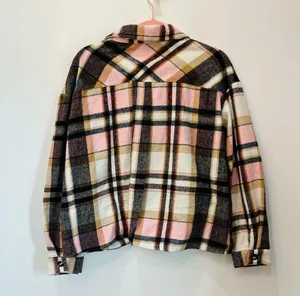 Molly B boutique Plaid Shacket - Pink and Brown jacket shirt size XL thumbnail 6