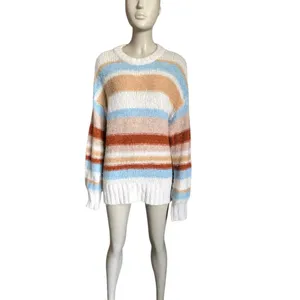 American Eagle Tan, White and Blue Striped Sweater thumbnail 2