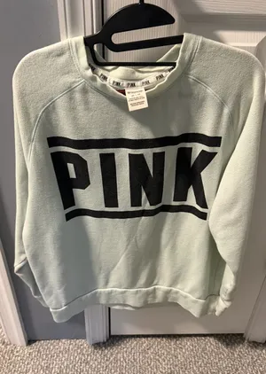 PINK Victoria's Secret Classic y2k Crewneck Sweatshirt in Light Mint XS thumbnail 1