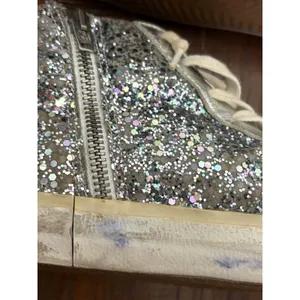Golden Goose Slide High Top Sneakers 37 Silver Glitter Star GGDB thumbnail 11