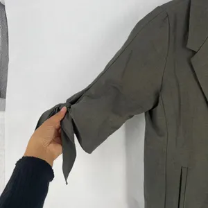 Lola & Sophie Blazer Jacket‎ Womens XS Olive Gray Tie Sleeve Single Breasted thumbnail 6