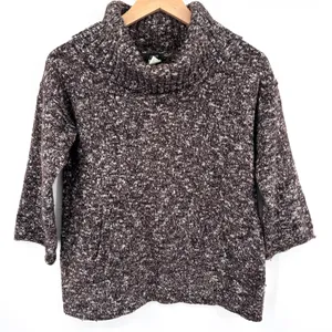 J.Crew Wool Sweater Women's Cowl‎ Neck Preppy Dark Academia Brown White Small thumbnail 1