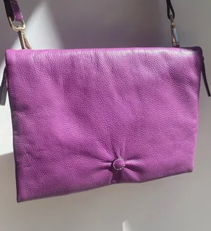 J. Jill purple pebbled leather crossbody purse handbag fun summer pop of color thumbnail 1