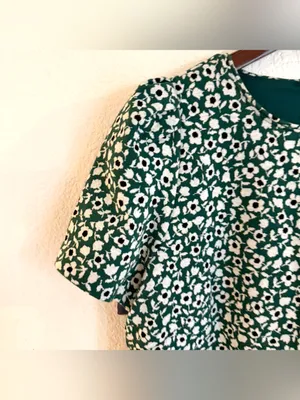Ann Taylor Womens Dress Green White Mini Floral Mofit Back Zip Size 12 thumbnail 5