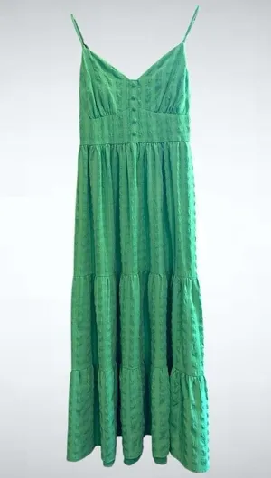 Forever 21 Tiered Midi Dress in Green Size S thumbnail 1