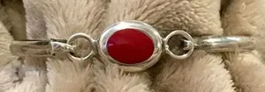 TAXCO Sterling Silver Red Jasper Cabochon Accent Bracelet thumbnail 1