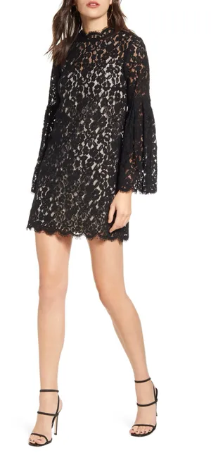 Black Long Sleeve Lace Shift Dress Endless Rose XS NWT thumbnail 1