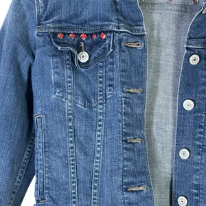 Levi's Cropped Trucker Denim Jacket Medium Wash Studded Western Size S thumbnail 4