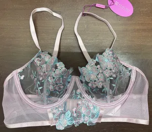 AvidLove NWT Size Medium Pink Blue Sheer Lace Floral Underwire Lingerie Bra thumbnail 1