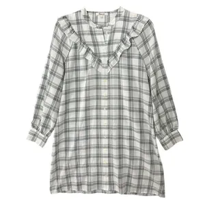 Madewell Shirt Dress Size Small Plaid Ruffle Long Sleeve‎ Button Down Western thumbnail 5