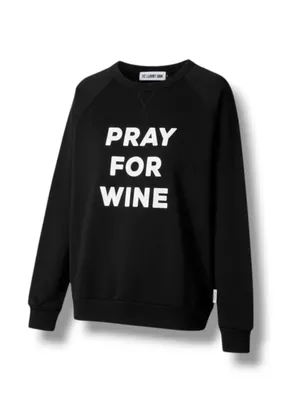 new The Laundry Room ☻︎ Pray For Wine Oversize Super Softest Sweatshirt ☻︎ Black thumbnail 3