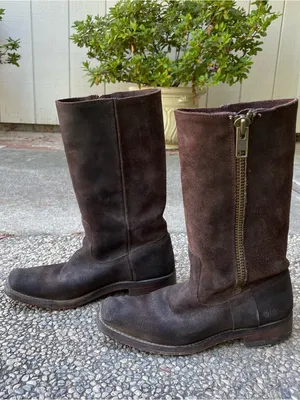 Frye 77281 Heath Outside-Zip Suede Motorcycle Boots Women’s Sz.‎ 7.5 Oiled Brown thumbnail 11