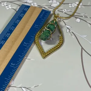 Boutique 19K Gold Electroplated chain and died Howlite pendant. thumbnail 5