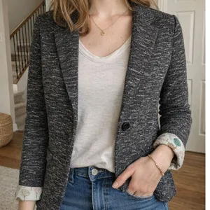 Anthropologie Cartonnier Knit Blazer Jacket – Tree Print Lining – Size XS thumbnail 6
