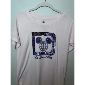 Walt Disney World Parks Pink Purple Sequin Mickey Mouse Short Sleeve Shirt Sz Sm thumbnail 11