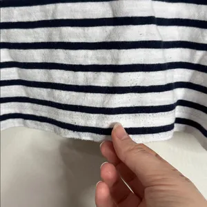 Zara Deep Navy/White Striped Short Ruffle Sleeve Boxy Cut Top/Tee size M thumbnail 7