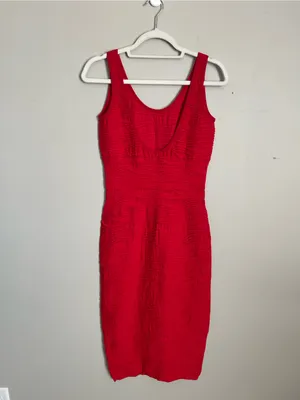 2 HEARTS Sleeveless Red Textured Bodycon Dress Sz OS thumbnail 5