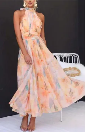 Orange summer dress Size L thumbnail 1